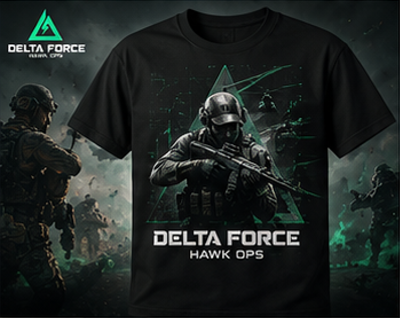 Delta Force Hawk Ops Assault Operator T-Shirt | Tactical FPS Gamer Tee