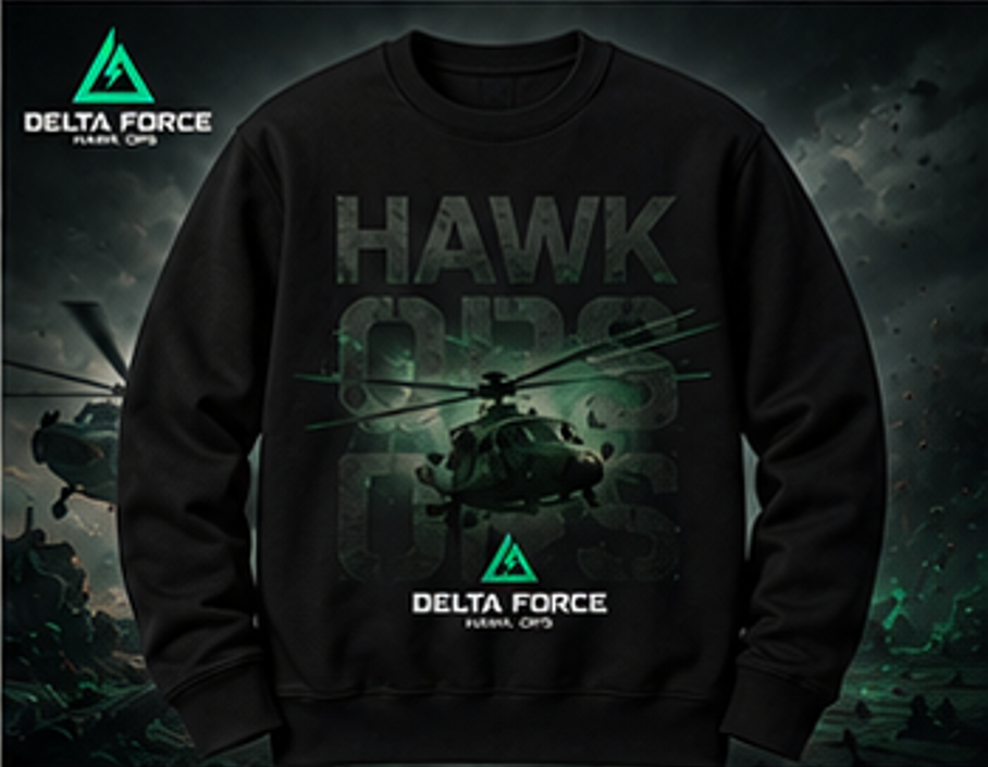 Delta Force Hawk Ops Assault Helicopter Sweatshirt | Tactical Military Crewneck