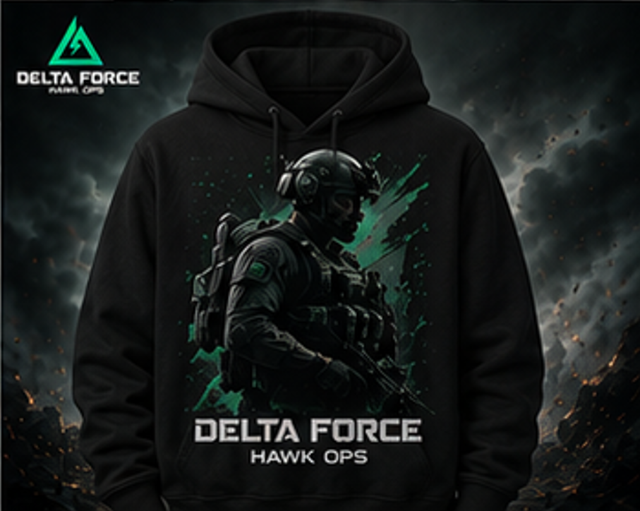 Delta Force Hawk Ops Tactical Operator Hoodie | Military FPS Gaming Pullover