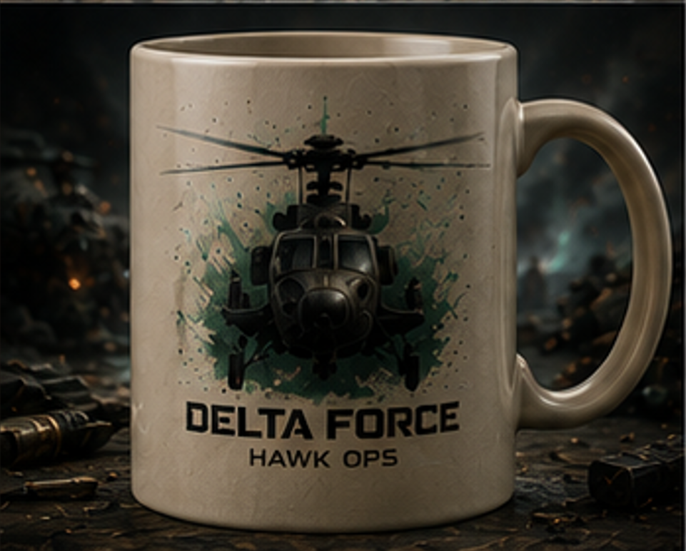 Delta Force Hawk Ops Mug | Tactical Helicopter Gaming Cup