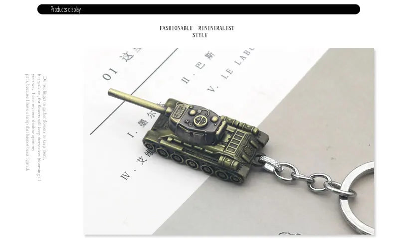 Klassischer Panzer-Schlüsselanhänger – von Delta Force Hawk Ops inspirierter bronzefarbener Metall-Schlüsselring