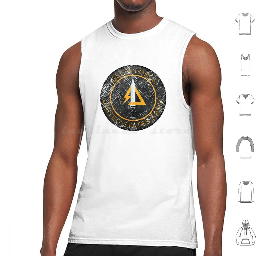 Delta Force Vintage Tank Top – Militärabzeichen-Aufdruck | Patriotisches Shirt aus 100 % Baumwolle