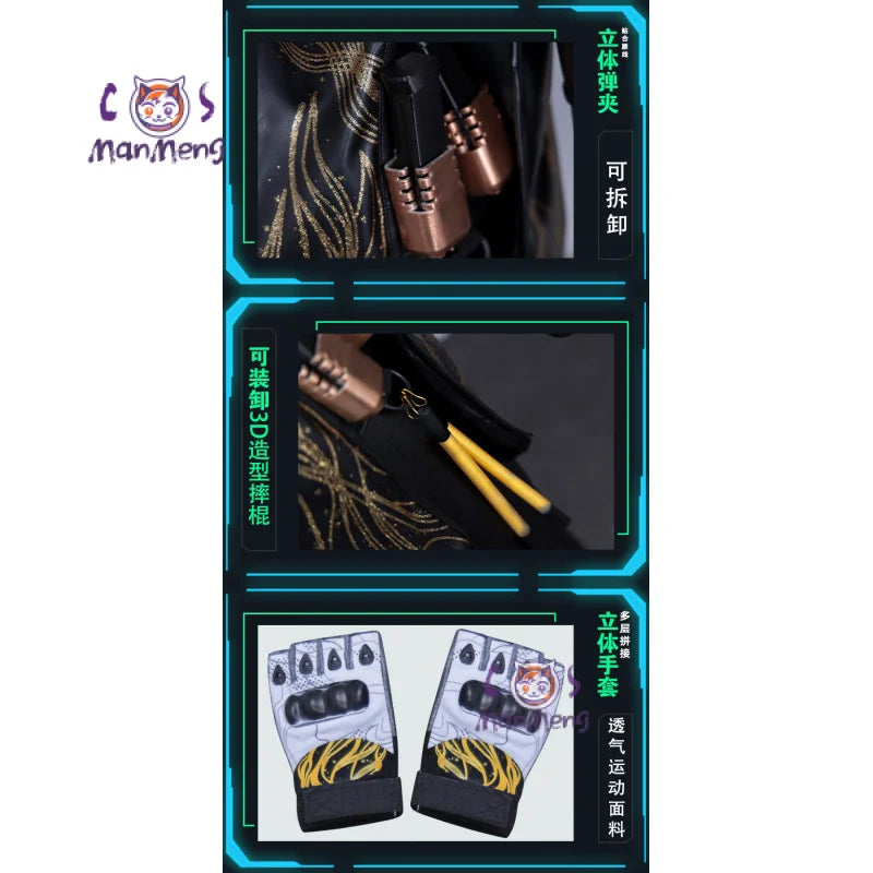 Costume de cosplay May Siu-Man de Delta Force pour Halloween, ensemble d'accessoires sexy en cuir, pantalon, veste, perruque, nouvelle collection