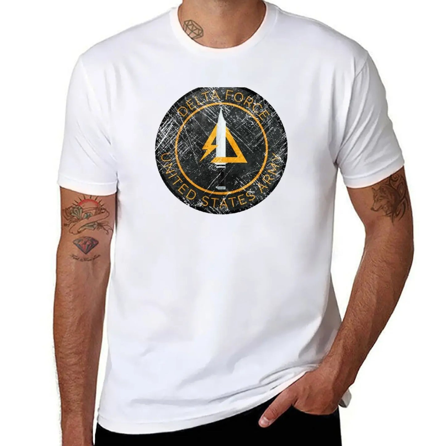 Delta Force Vintage Insignia T-Shirt – Schnelltrocknendes, schweres Herren-T-Shirt