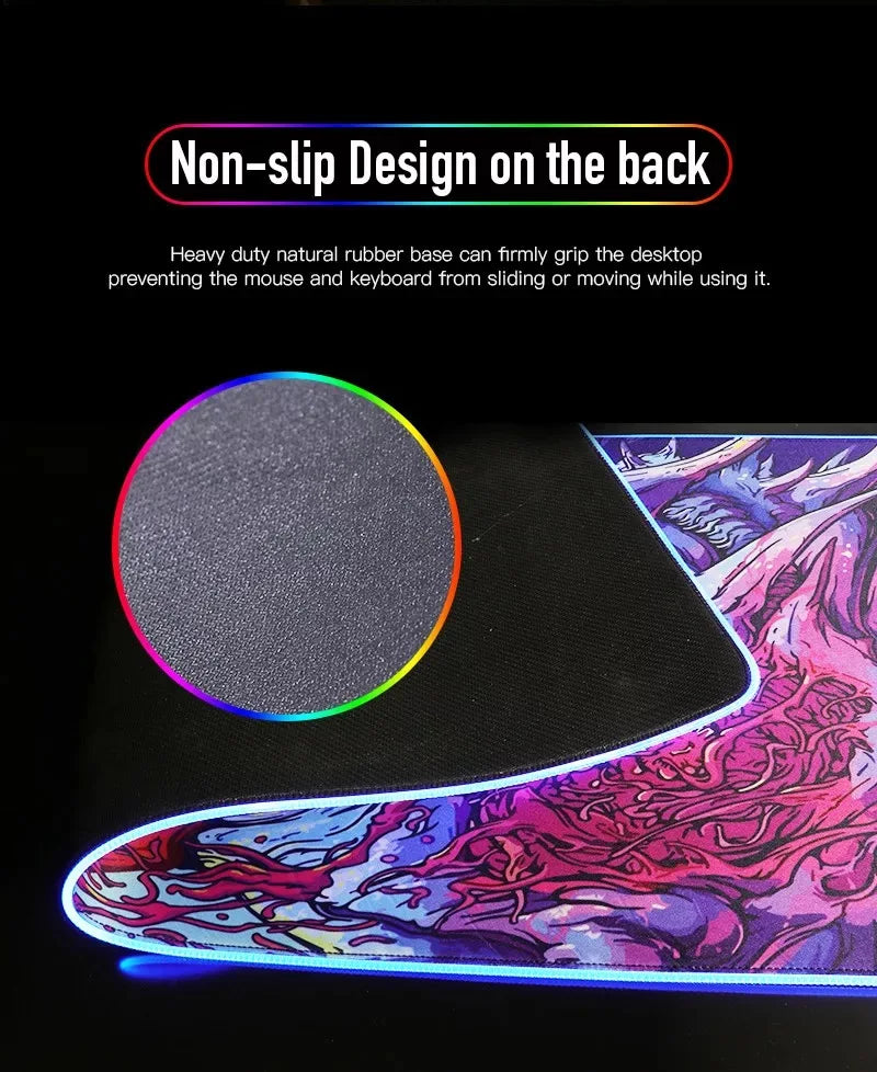 Delta Force RGB LED Gaming Mouse Pad – Large Waterproof Non-Slip Rubber Desk Mat for PC & Office