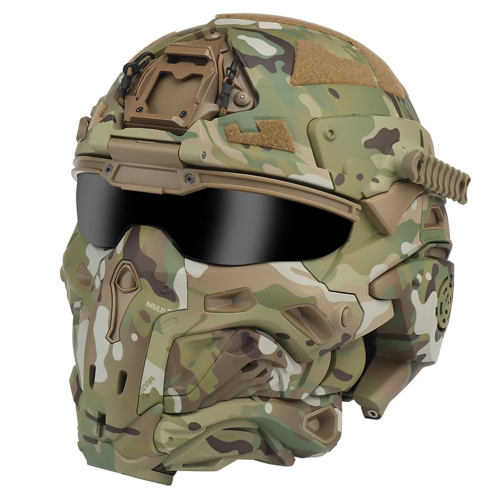 Delta Force Tactical FAST Helmet – Built-in Headset, Anti-Fog Fan, W-Ronin Style, Detachable Mask & Extra Lens