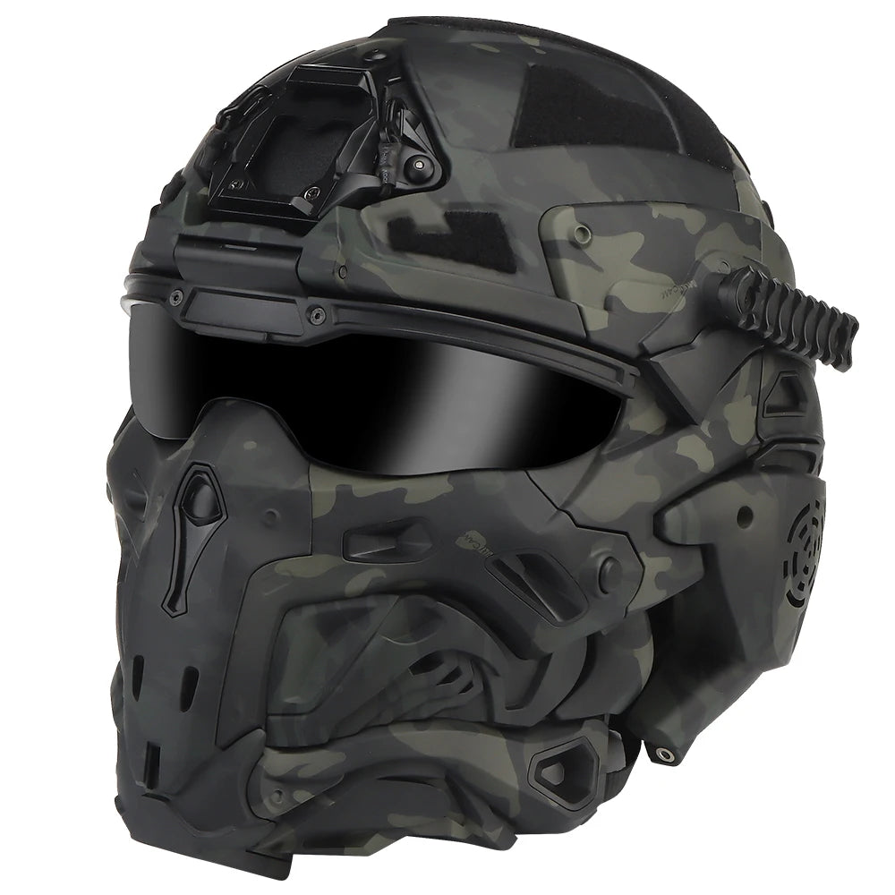 Delta Force Tactical FAST Helmet – Built-in Headset, Anti-Fog Fan, W-Ronin Style, Detachable Mask & Extra Lens