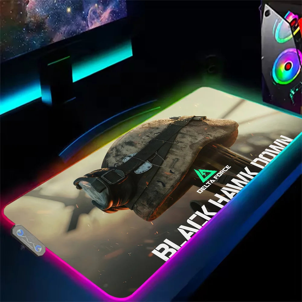Delta Force RGB LED Gaming Mouse Pad – Large Waterproof Non-Slip Rubber Desk Mat for PC & Office