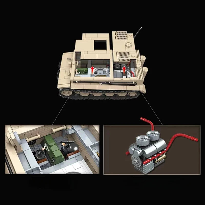 2024 Delta Force Tiger I Schwerer Panzer Bausteine - Militärmodell aus dem Zweiten Weltkrieg (1361 Teile)