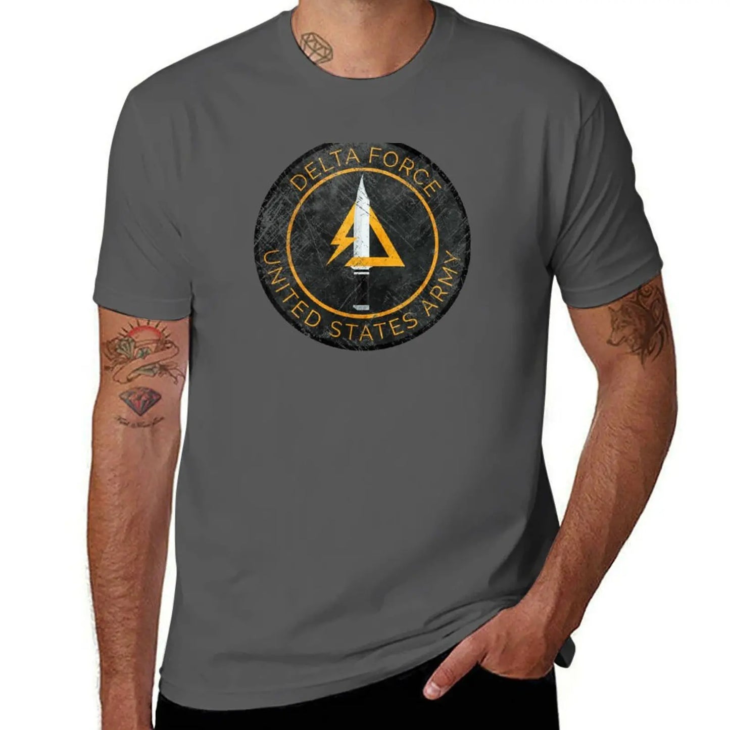 Delta Force Vintage Insignia T-Shirt – Schnelltrocknendes, schweres Herren-T-Shirt