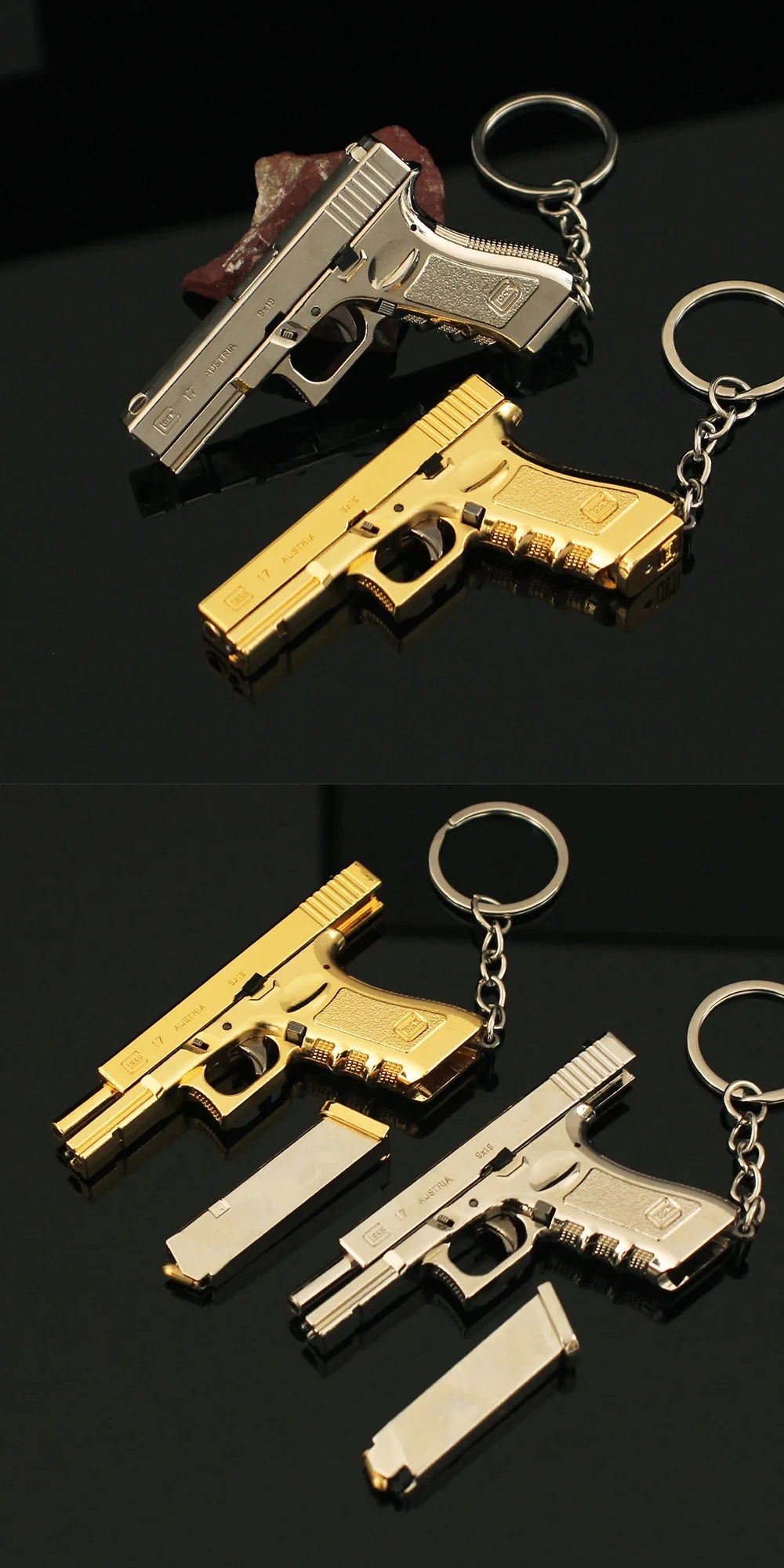 Delta Force Glock G17 Pistol Keychain – 6.5cm Mini Metal Toy Gun Model & Game Pendant for Fans and Collectors