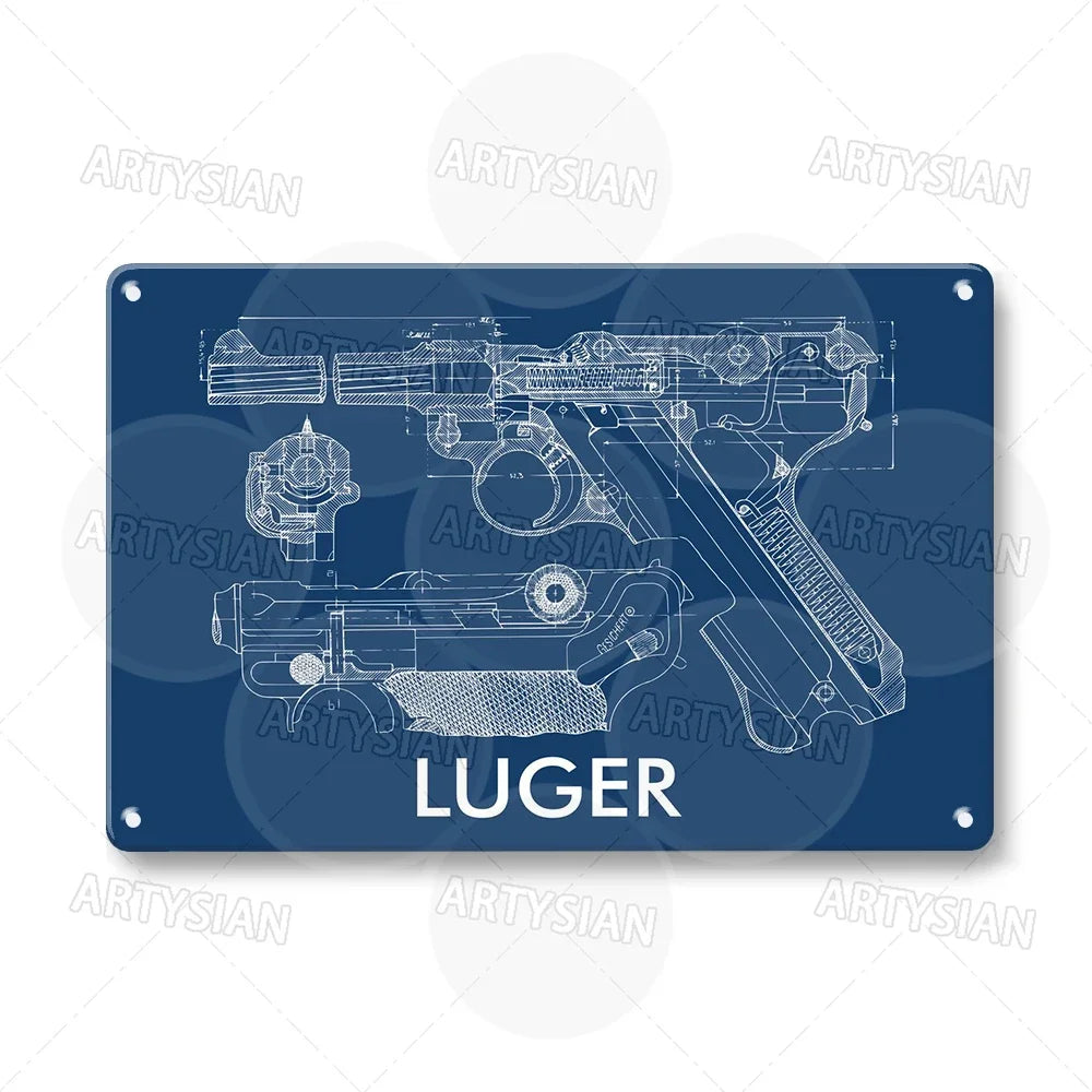 Plaque métallique avec brevet d'arme à feu Delta Force - Plaque de conception de pistolet Colt 1911
