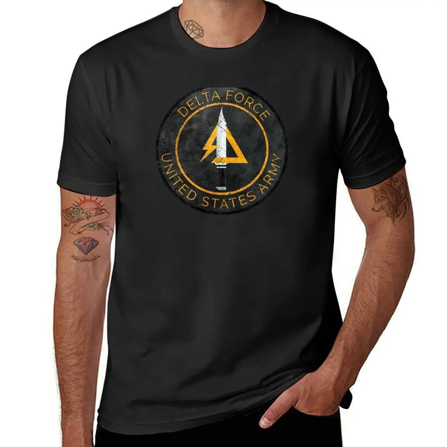 Delta Force Vintage Insignia T-Shirt – Schnelltrocknendes, schweres Herren-T-Shirt