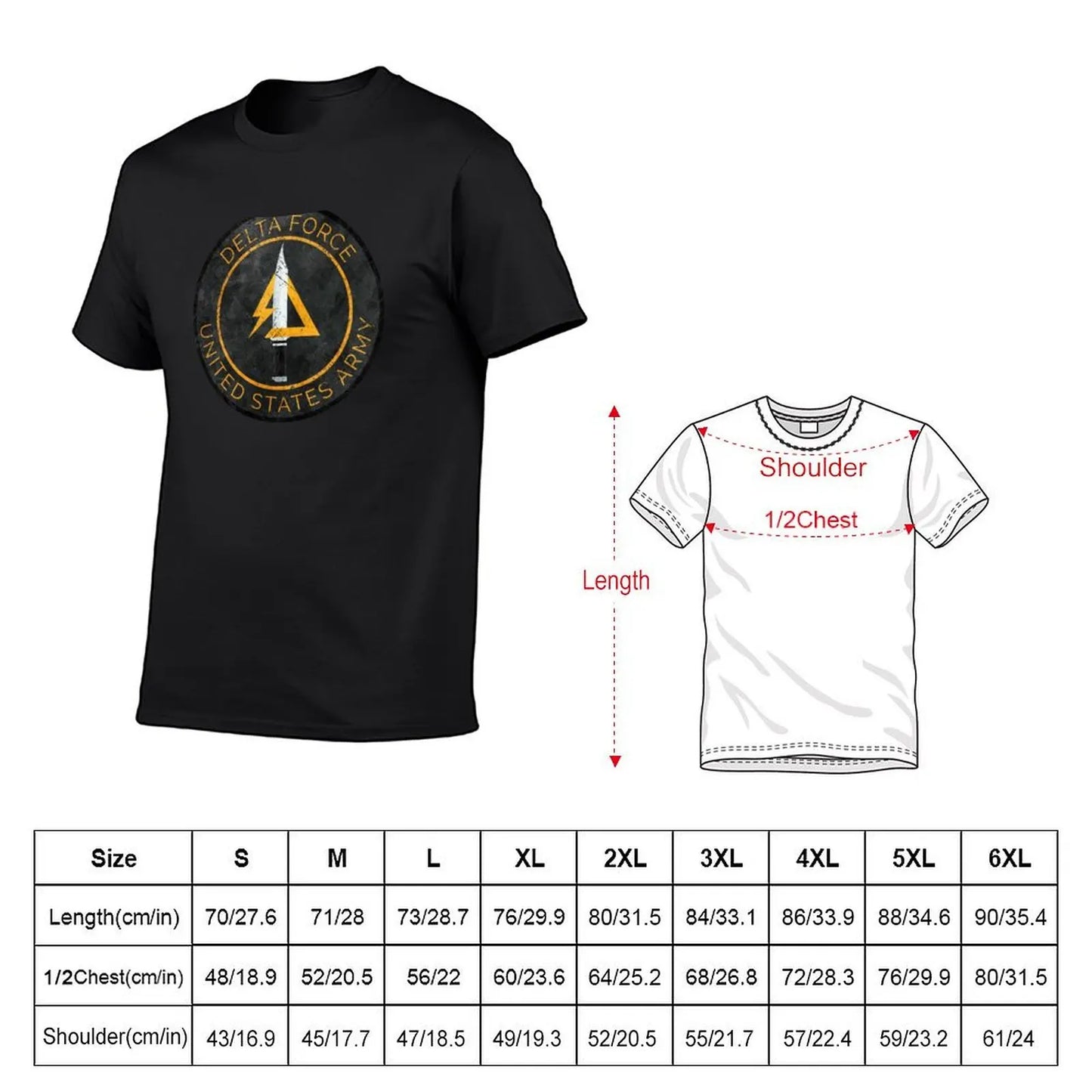 Delta Force Vintage Insignia T-Shirt – Schnelltrocknendes, schweres Herren-T-Shirt