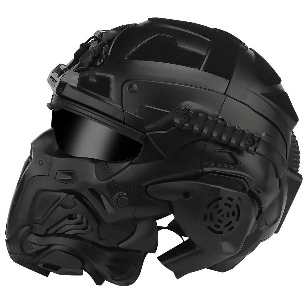 Delta Force Tactical FAST Helmet – Built-in Headset, Anti-Fog Fan, W-Ronin Style, Detachable Mask & Extra Lens