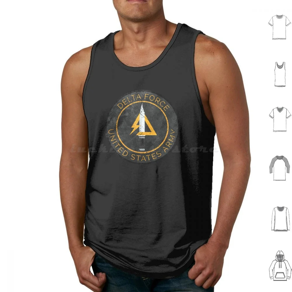 Delta Force Vintage Tank Top – Militärabzeichen-Aufdruck | Patriotisches Shirt aus 100 % Baumwolle