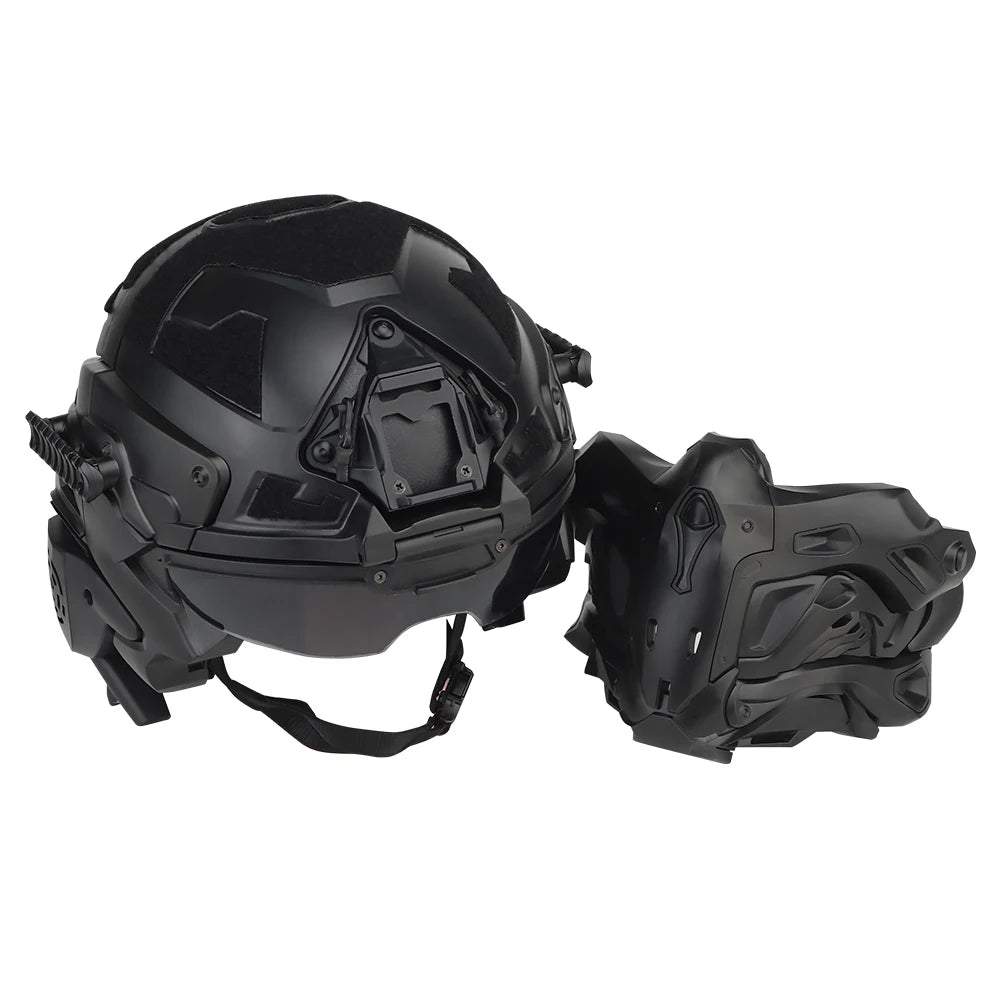 Delta Force Tactical FAST Helmet – Built-in Headset, Anti-Fog Fan, W-Ronin Style, Detachable Mask & Extra Lens