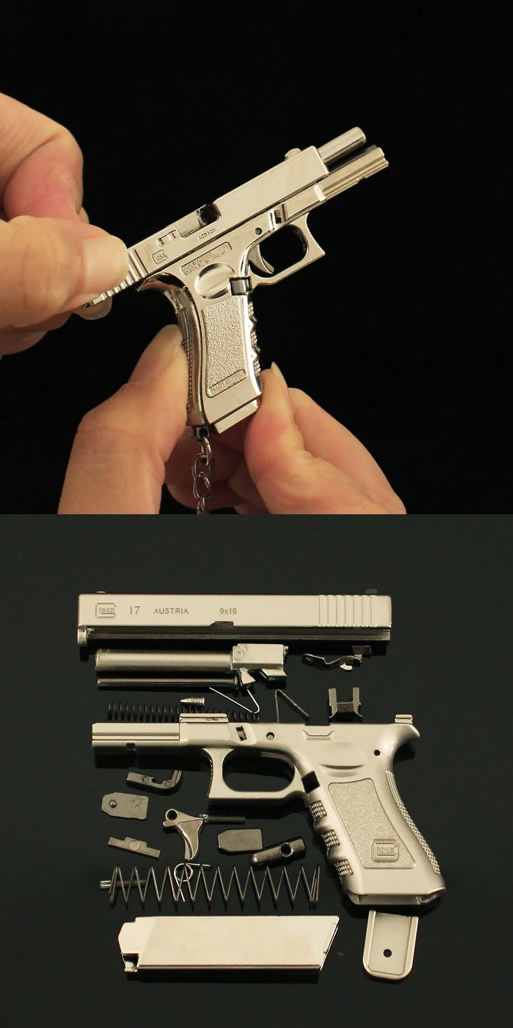 Delta Force Glock G17 Pistol Keychain – 6.5cm Mini Metal Toy Gun Model & Game Pendant for Fans and Collectors