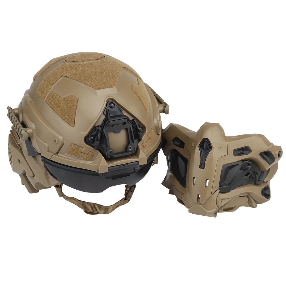 Delta Force Tactical FAST Helmet – Built-in Headset, Anti-Fog Fan, W-Ronin Style, Detachable Mask & Extra Lens