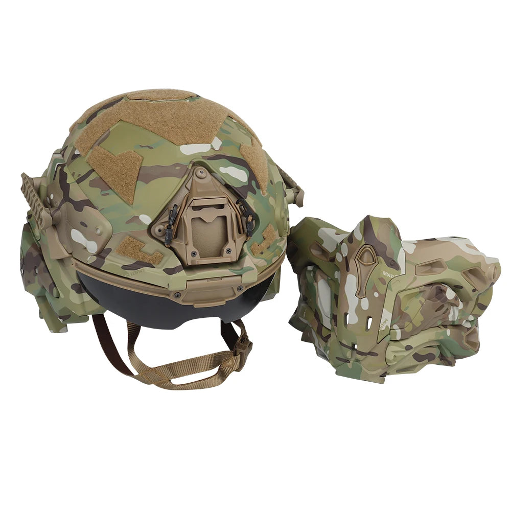 Delta Force Tactical FAST Helmet – Built-in Headset, Anti-Fog Fan, W-Ronin Style, Detachable Mask & Extra Lens