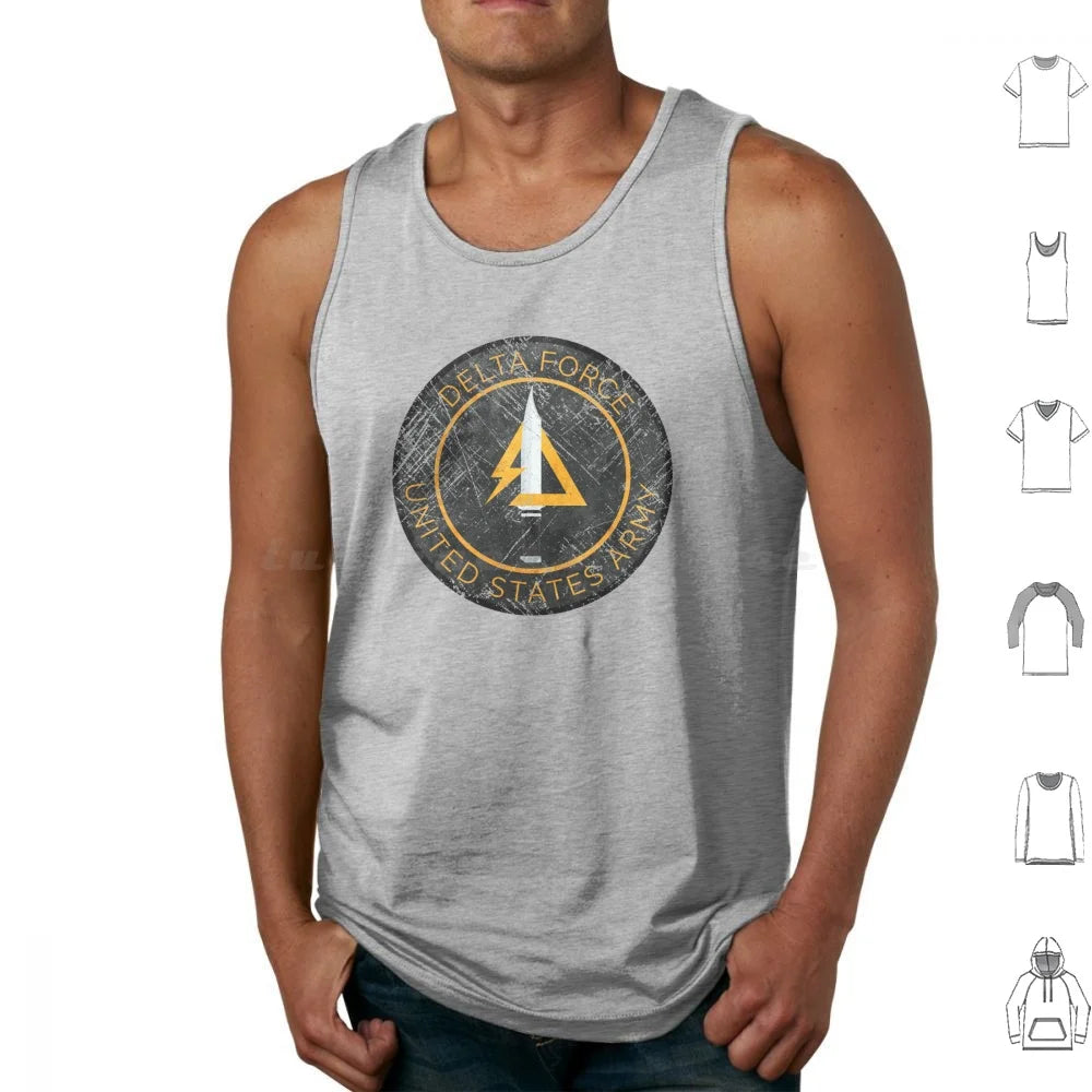Delta Force Vintage Tank Top – Militärabzeichen-Aufdruck | Patriotisches Shirt aus 100 % Baumwolle