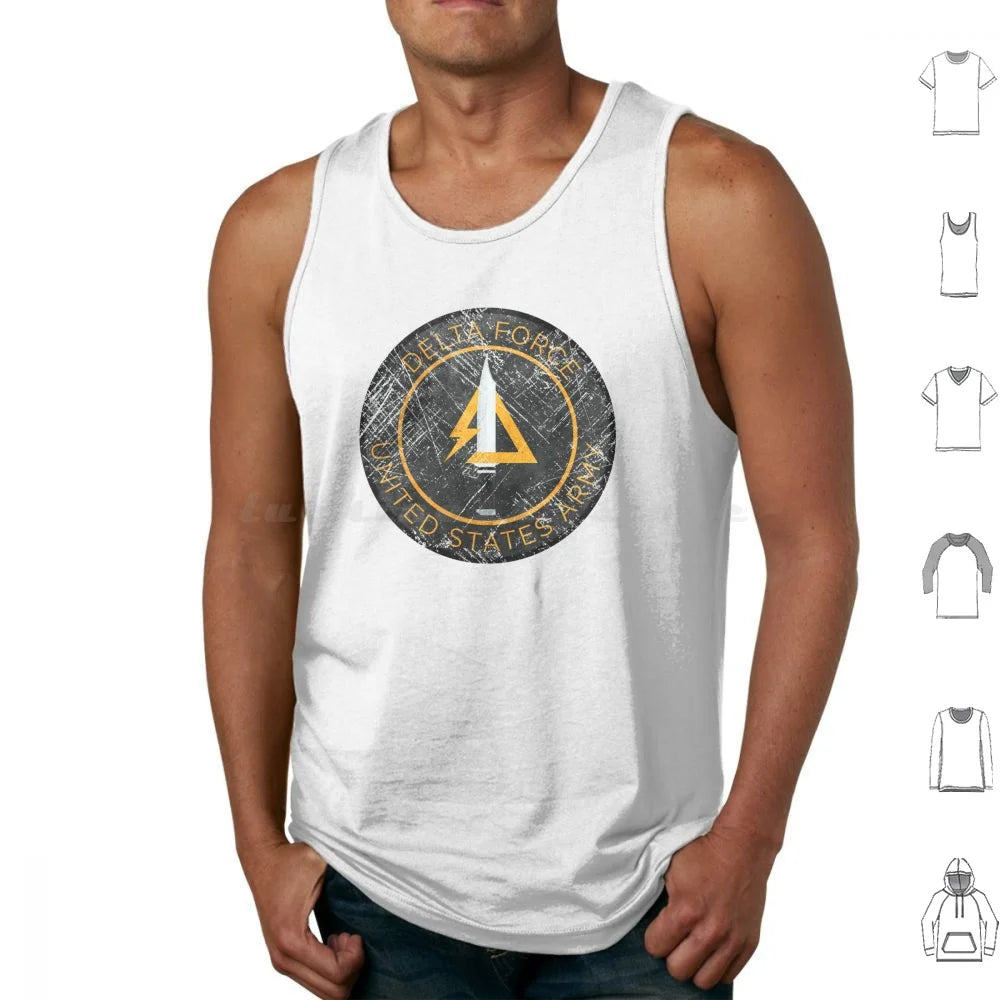 Delta Force Vintage Tank Top – Militärabzeichen-Aufdruck | Patriotisches Shirt aus 100 % Baumwolle