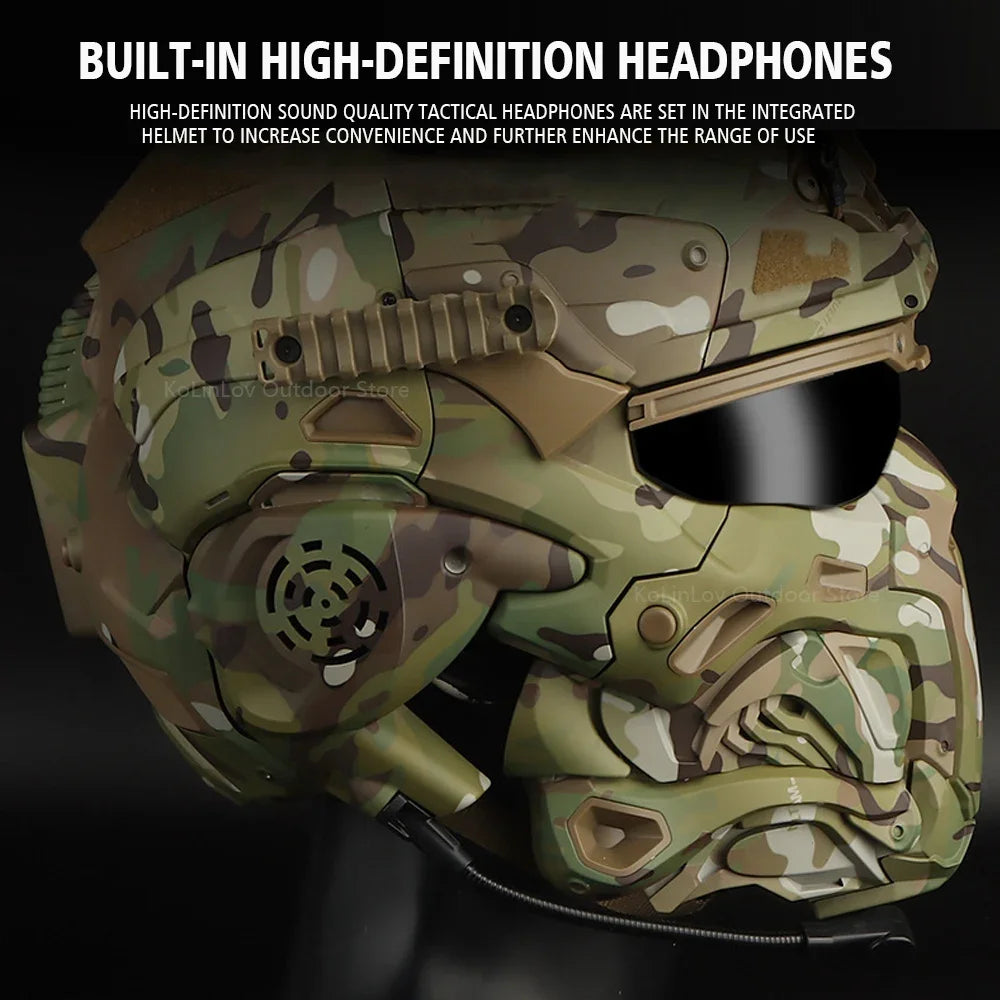 Delta Force Tactical FAST Helmet – Built-in Headset, Anti-Fog Fan, W-Ronin Style, Detachable Mask & Extra Lens