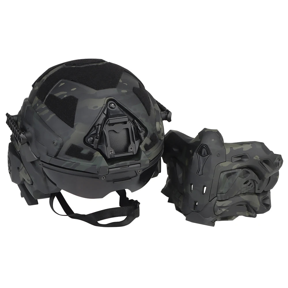 Delta Force Tactical FAST Helmet – Built-in Headset, Anti-Fog Fan, W-Ronin Style, Detachable Mask & Extra Lens