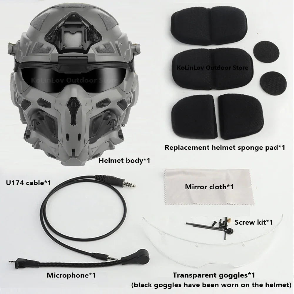 Delta Force Tactical FAST Helmet – Built-in Headset, Anti-Fog Fan, W-Ronin Style, Detachable Mask & Extra Lens