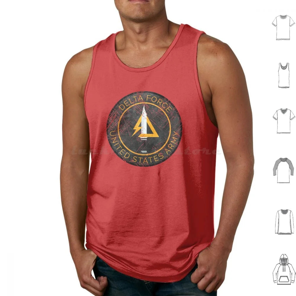 Delta Force Vintage Tank Top – Militärabzeichen-Aufdruck | Patriotisches Shirt aus 100 % Baumwolle