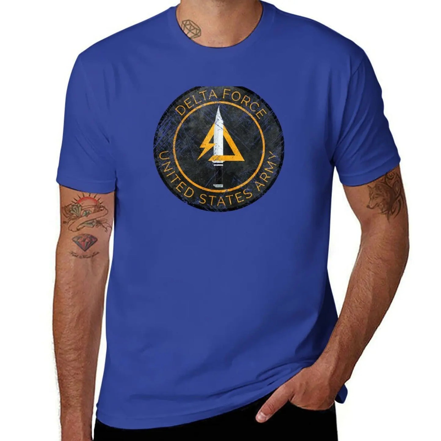 Delta Force Vintage Insignia T-Shirt – Schnelltrocknendes, schweres Herren-T-Shirt