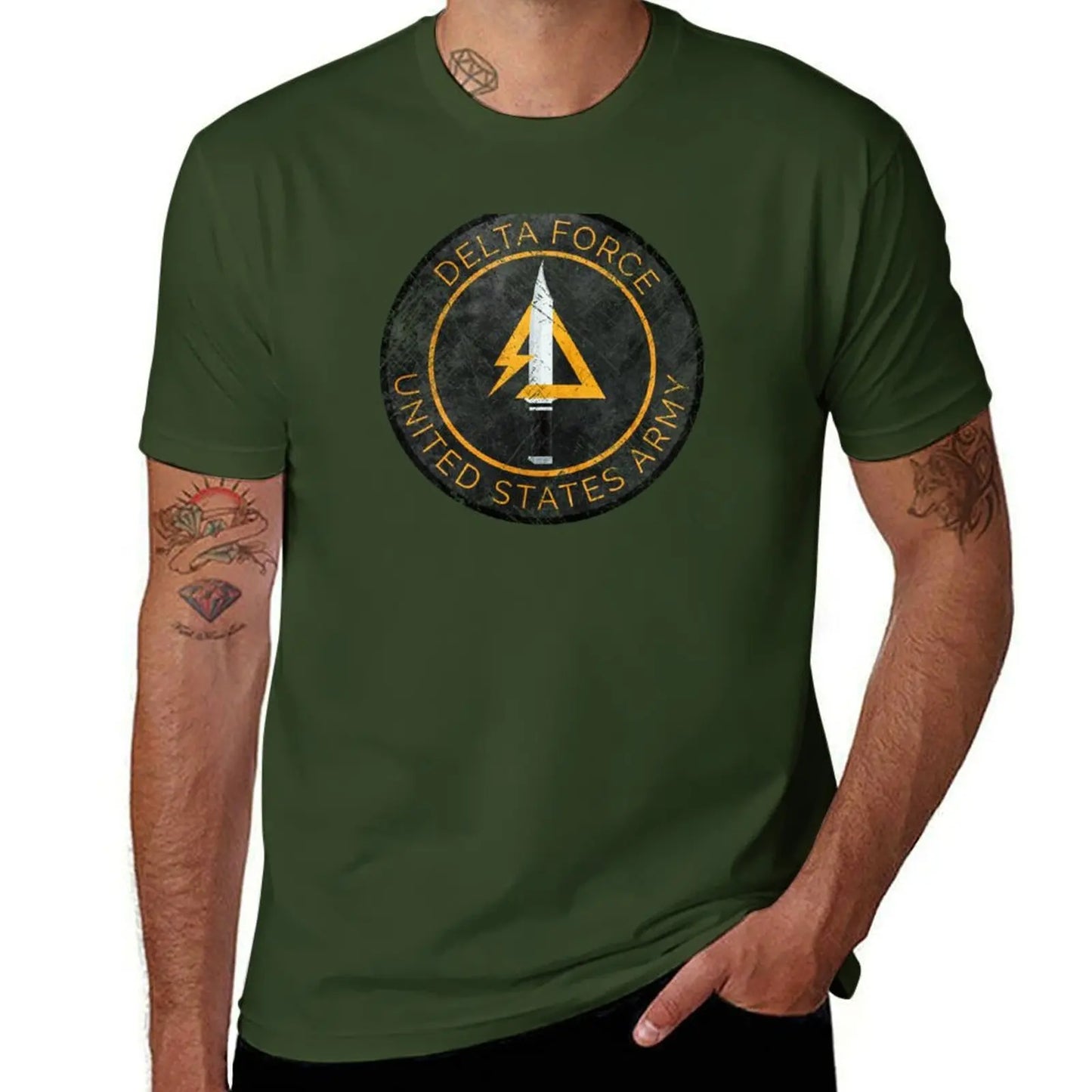 Delta Force Vintage Insignia T-Shirt – Schnelltrocknendes, schweres Herren-T-Shirt