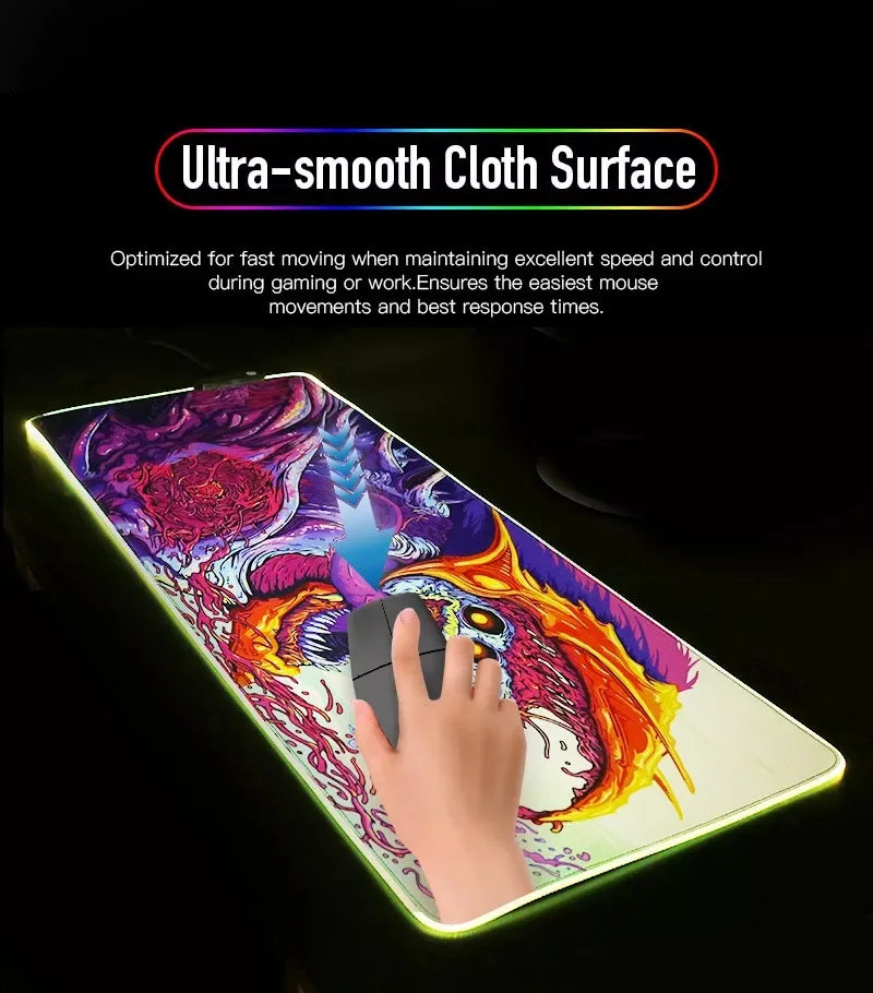 Delta Force RGB LED Gaming Mouse Pad – Large Waterproof Non-Slip Rubber Desk Mat for PC & Office