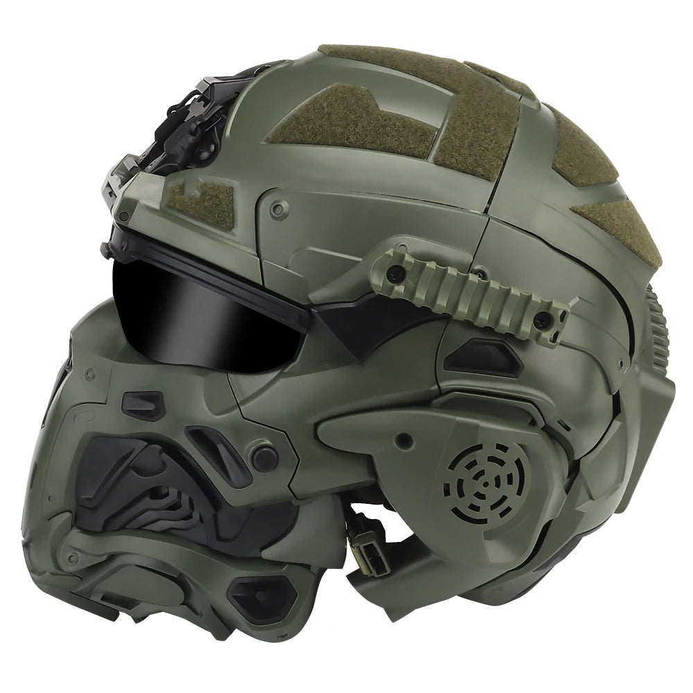 Delta Force Tactical FAST Helmet – Built-in Headset, Anti-Fog Fan, W-Ronin Style, Detachable Mask & Extra Lens