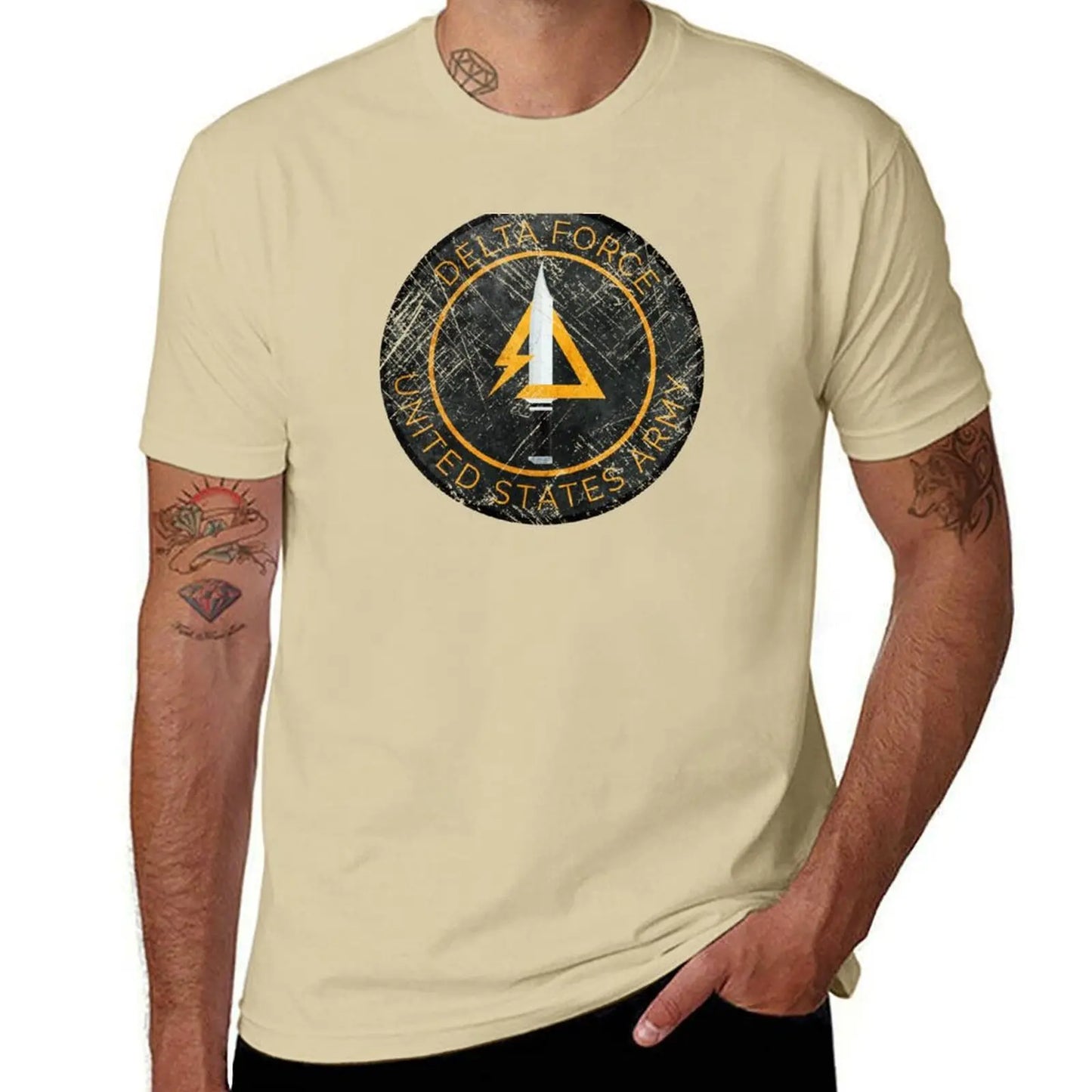 Delta Force Vintage Insignia T-Shirt – Schnelltrocknendes, schweres Herren-T-Shirt