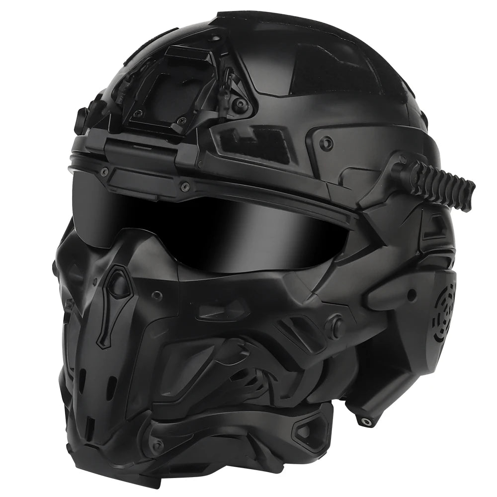 Delta Force Tactical FAST Helmet – Built-in Headset, Anti-Fog Fan, W-Ronin Style, Detachable Mask & Extra Lens