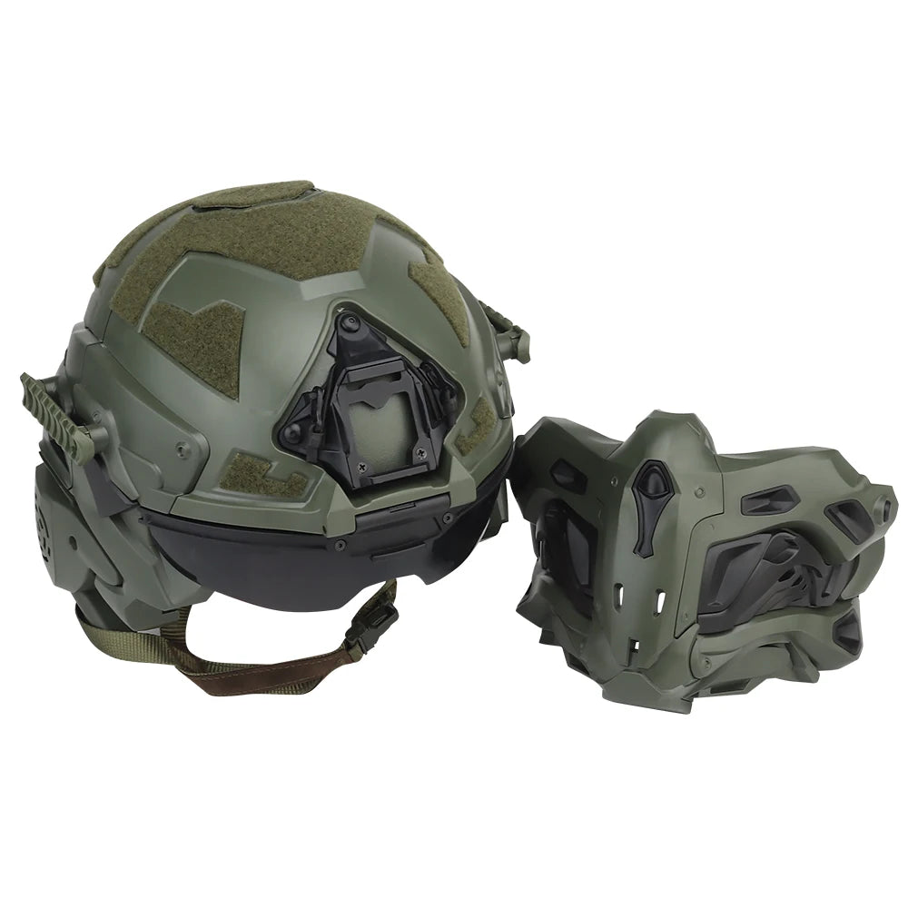 Delta Force Tactical FAST Helmet – Built-in Headset, Anti-Fog Fan, W-Ronin Style, Detachable Mask & Extra Lens