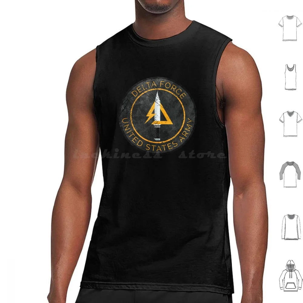 Delta Force Vintage Tank Top – Militärabzeichen-Aufdruck | Patriotisches Shirt aus 100 % Baumwolle