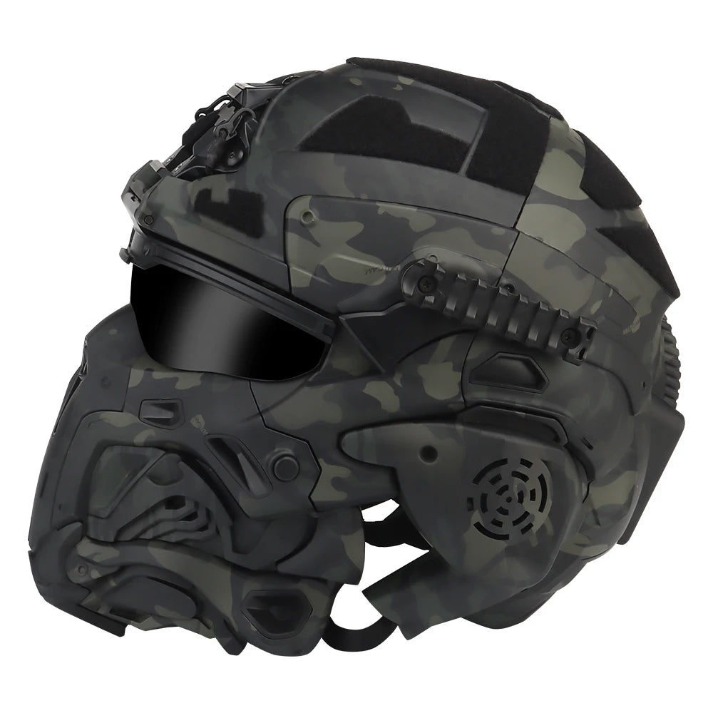 Delta Force Tactical FAST Helmet – Built-in Headset, Anti-Fog Fan, W-Ronin Style, Detachable Mask & Extra Lens