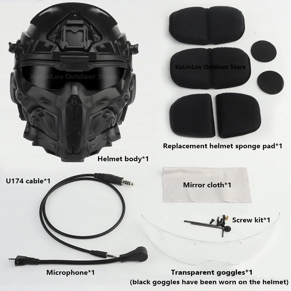 Delta Force Tactical FAST Helmet – Built-in Headset, Anti-Fog Fan, W-Ronin Style, Detachable Mask & Extra Lens