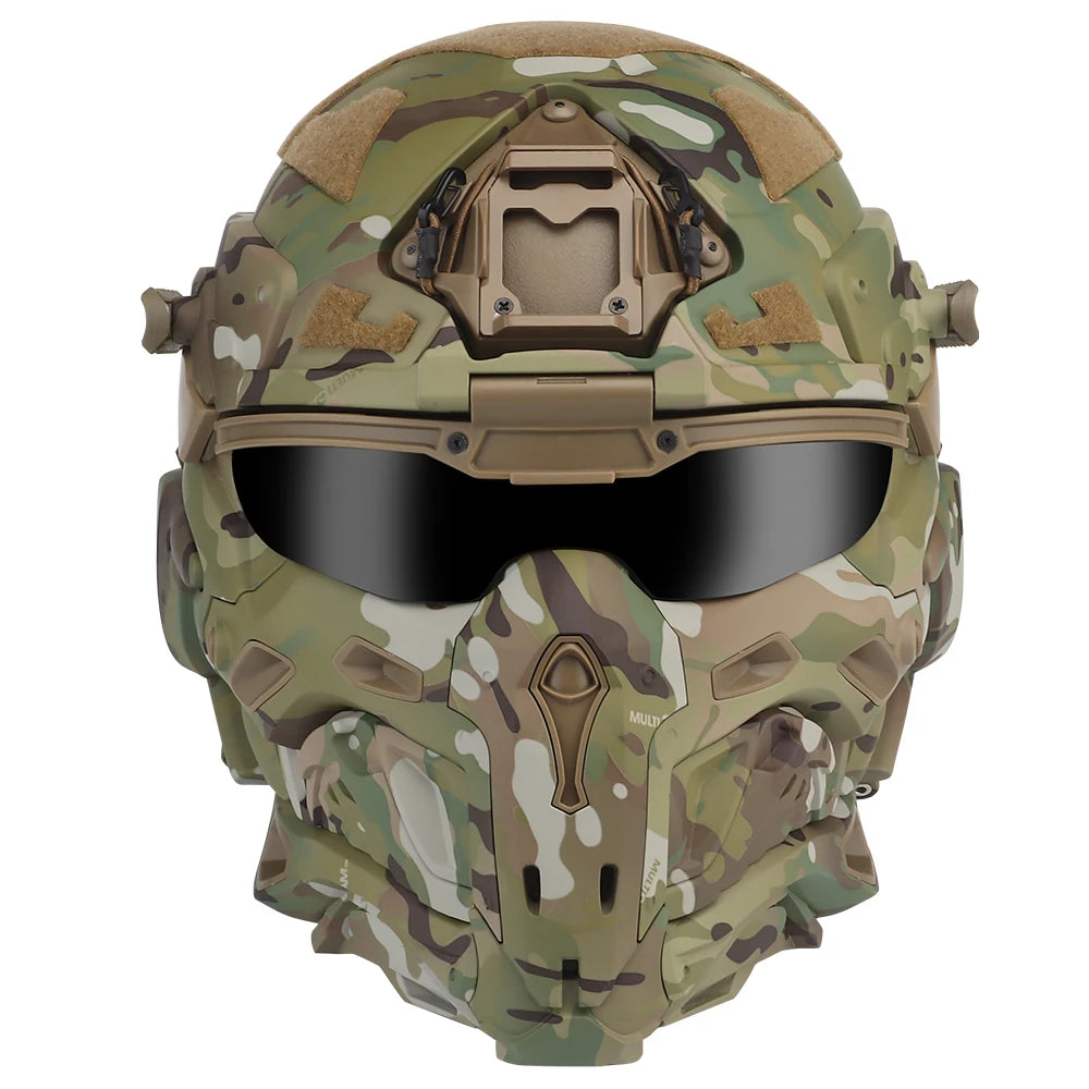 Delta Force Tactical FAST Helmet – Built-in Headset, Anti-Fog Fan, W-Ronin Style, Detachable Mask & Extra Lens