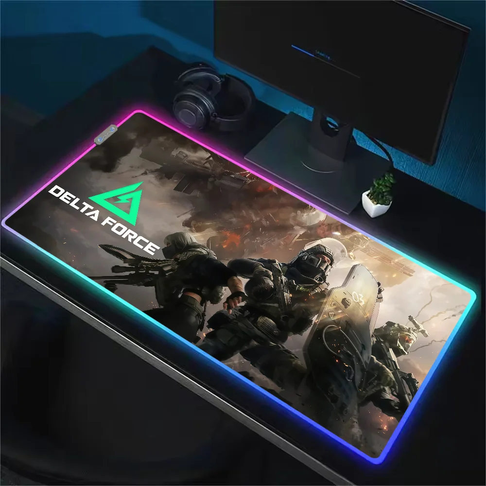 Delta Force RGB LED Gaming Mouse Pad – Large Waterproof Non-Slip Rubber Desk Mat for PC & Office