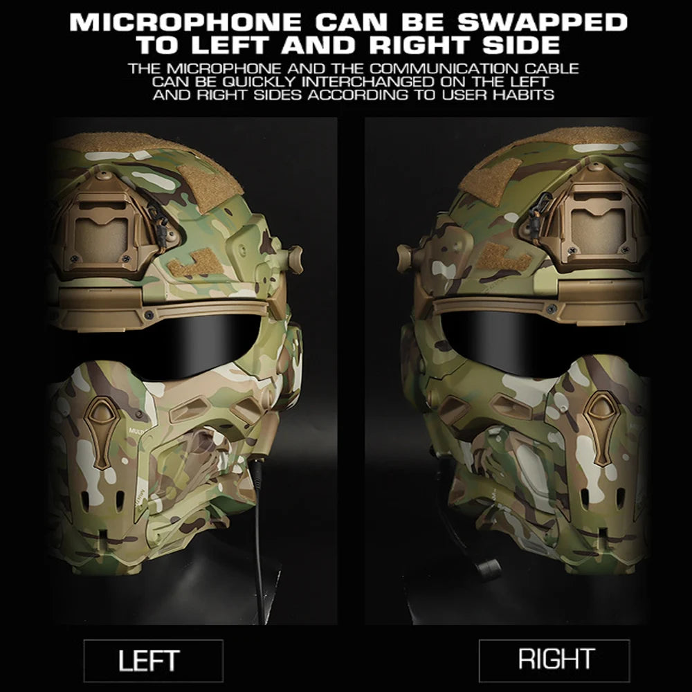 Delta Force Tactical FAST Helmet – Built-in Headset, Anti-Fog Fan, W-Ronin Style, Detachable Mask & Extra Lens