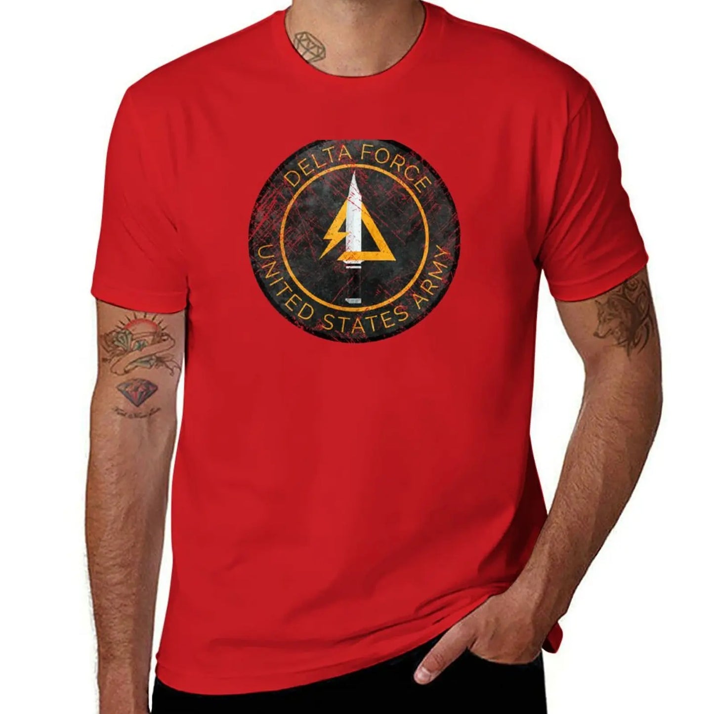 Delta Force Vintage Insignia T-Shirt – Schnelltrocknendes, schweres Herren-T-Shirt