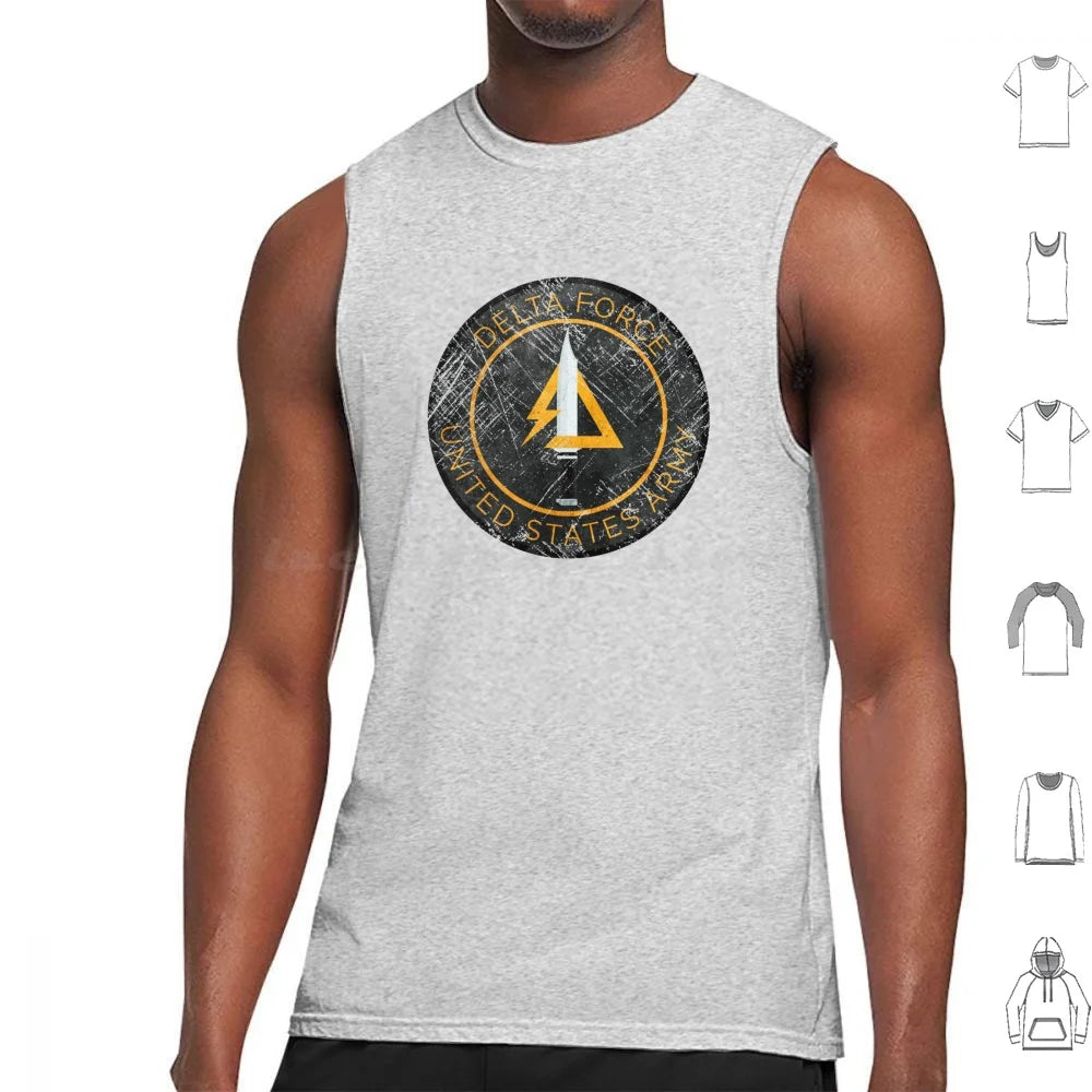 Delta Force Vintage Tank Top – Militärabzeichen-Aufdruck | Patriotisches Shirt aus 100 % Baumwolle