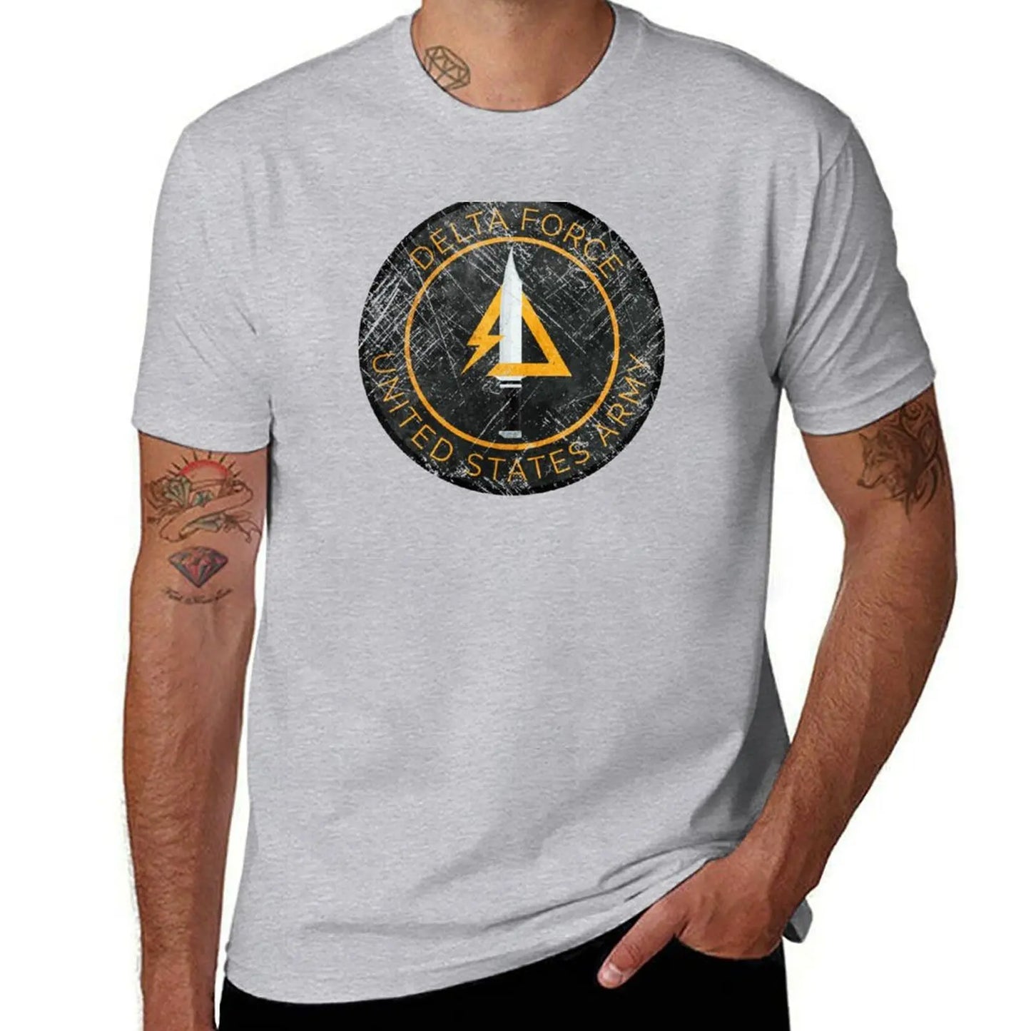 Delta Force Vintage Insignia T-Shirt – Schnelltrocknendes, schweres Herren-T-Shirt