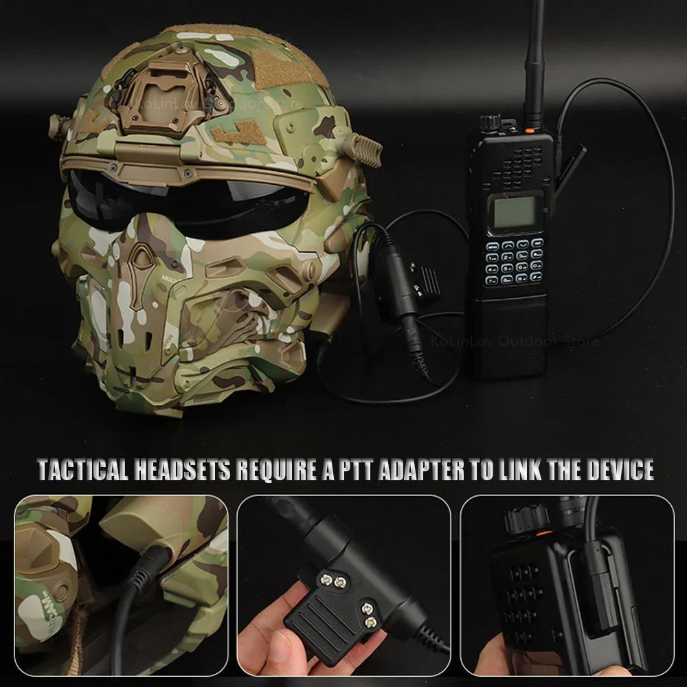 Delta Force Tactical FAST Helmet – Built-in Headset, Anti-Fog Fan, W-Ronin Style, Detachable Mask & Extra Lens