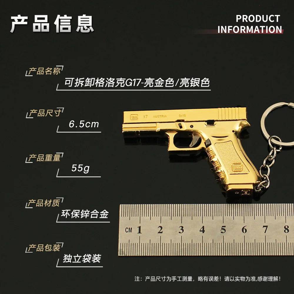 Delta Force Glock G17 Pistol Keychain – 6.5cm Mini Metal Toy Gun Model & Game Pendant for Fans and Collectors