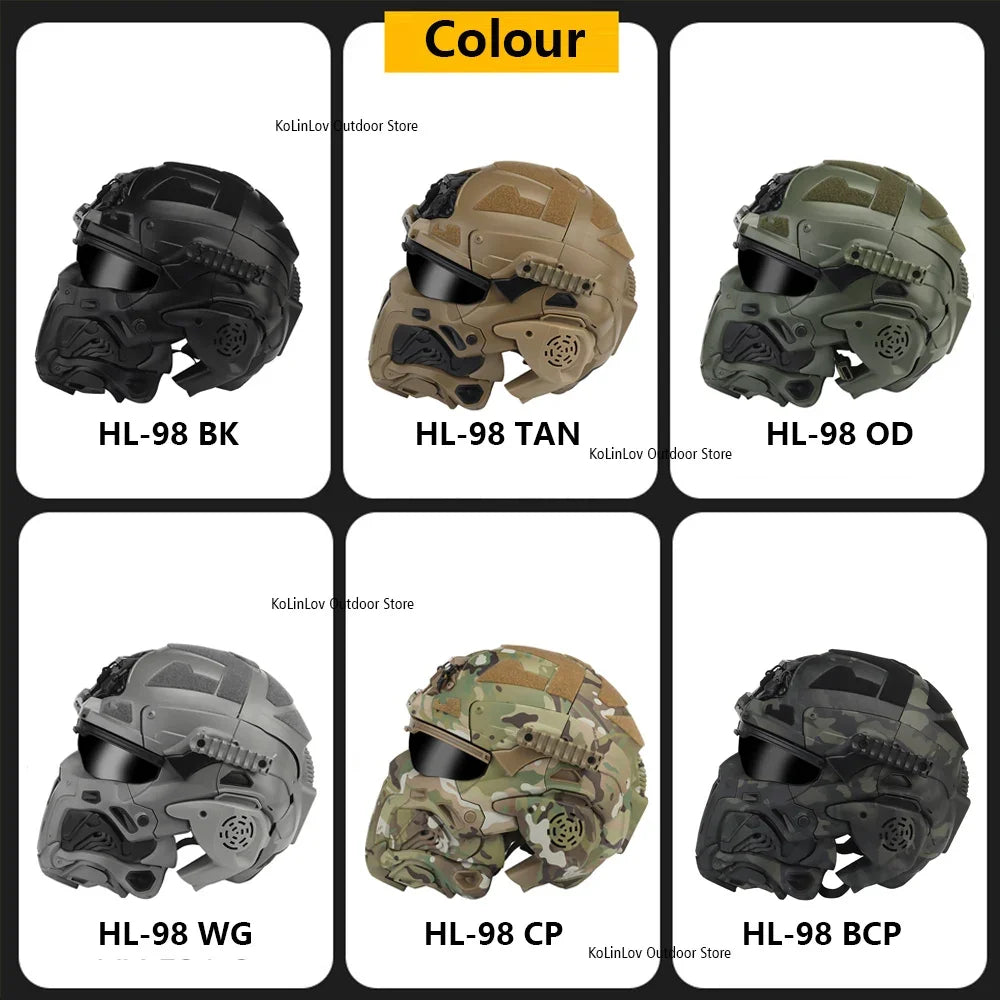 Delta Force Tactical FAST Helmet – Built-in Headset, Anti-Fog Fan, W-Ronin Style, Detachable Mask & Extra Lens
