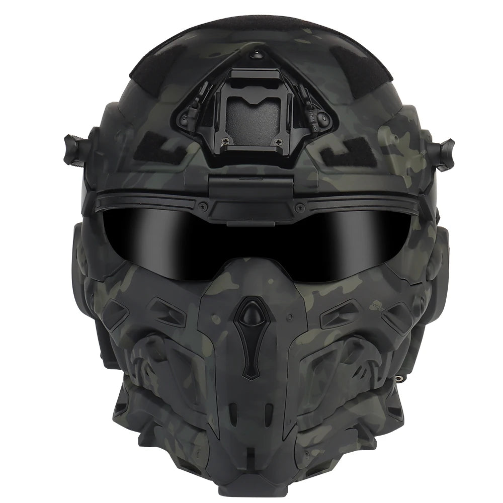 Delta Force Tactical FAST Helmet – Built-in Headset, Anti-Fog Fan, W-Ronin Style, Detachable Mask & Extra Lens